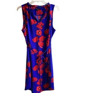 41 Hawthorne Red Poppy Print Sleeveless Dress Misses size M